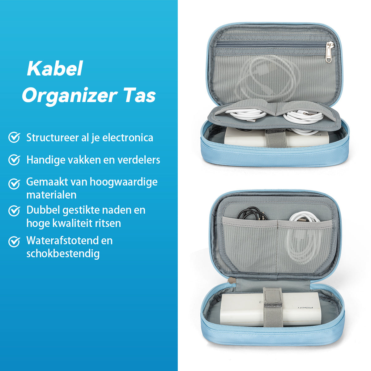 Kabel Organizer Tas - Reis Opbergtas voor Kabels - Zwart Kabel Organizer Tas - Reis Opbergtas voor Kabels - Zwart