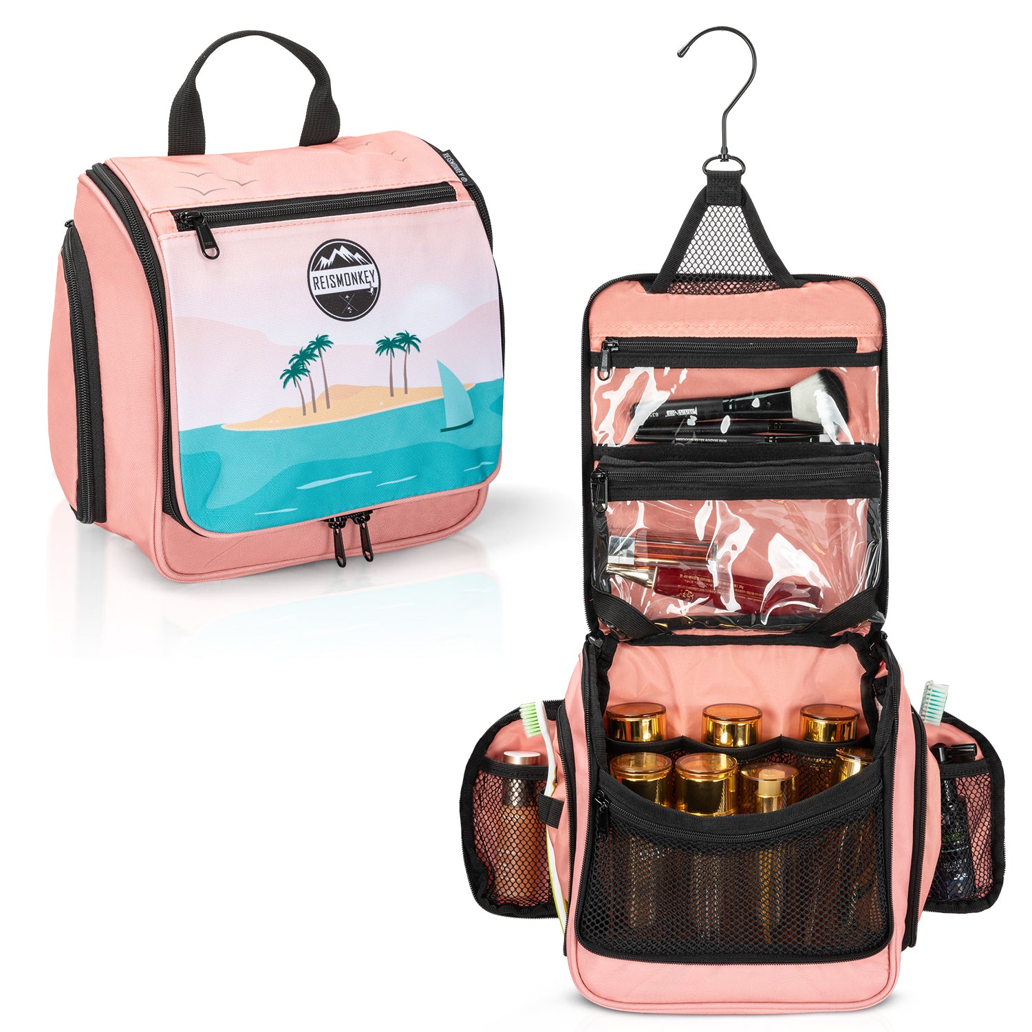 Toilettas met haak met print